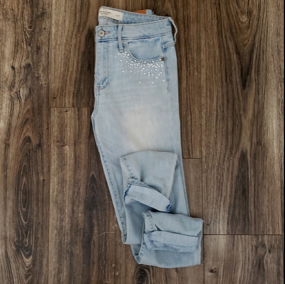 Abercrombie and fitch rhinestone and pearl jeans